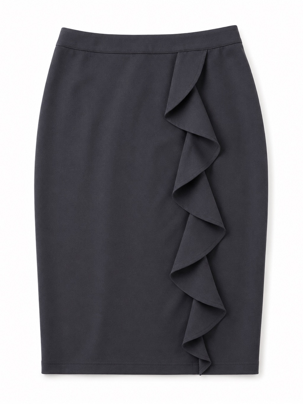 Grace Karin Charcoal Pencil Skirt with Front Ruffle